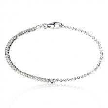 925 silver bracelet - ball chain with chess board motif, lobster claw clasp