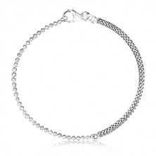 925 silver bracelet - ball chain with chess board motif, lobster claw clasp
