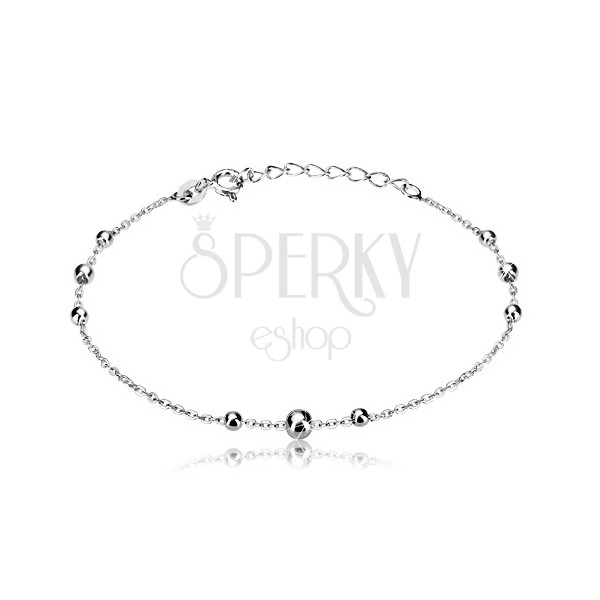 925 silver bracelet - chain of oval rings and glossy balls
