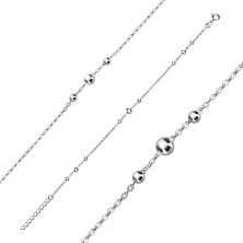 925 silver bracelet - chain of oval rings and glossy balls