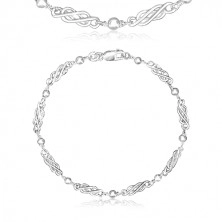 925 silver bracelet - ornamental lines intertwined together, glossy balls