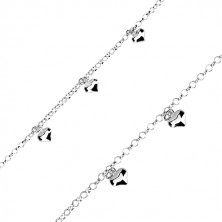 925 silver bracelet - symmetric hearts, chain of round rings