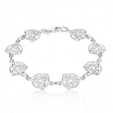 925 silver bracelet - Celtic knots with three points in circle, simple rings