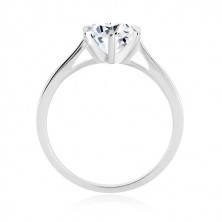 925 silver engagement ring - narrow arms, triangles and zircon, 7 mm