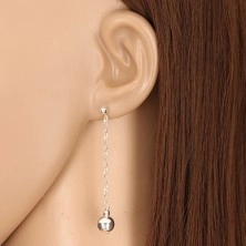 925 silver hanging earrings - glossy balls and spiral chain