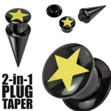 Black plug and taper with star - 2 in 1