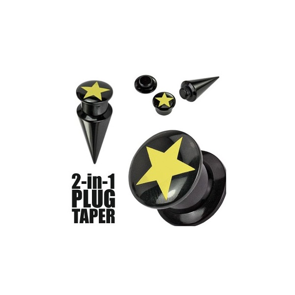 Black plug and taper with star - 2 in 1