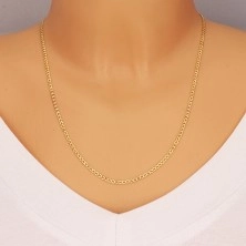 Gold chain - flat oval links, incised pits, 550 mm