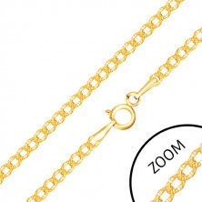 Gold chain - flat oval links, incised pits, 550 mm