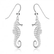 925 silver earrings - glittery sea horse and a ball, Afrohook