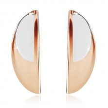 925 silver earrings - glossy arches of silver and copper colour, studs