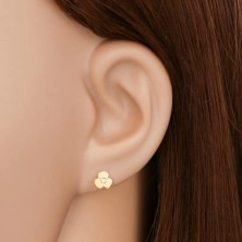 585 gold earrings - flossy fower with clear zircon in the center, studs