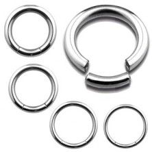 Inox steel piercing - smooth glossy circle, silver colour