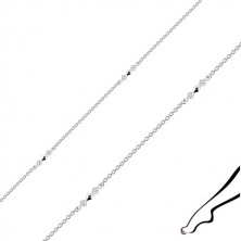 Ankle bracelet made of 925 silver - joined rhombuses, clear zircons, oval rings