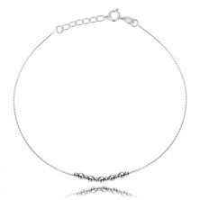 925 silver ankla bracelet - glossy balls, angular chain
