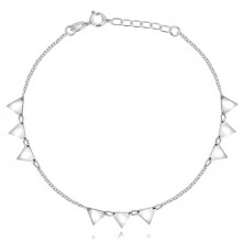 Ankle bracelet made of silver - glossy triangles, angular rings 