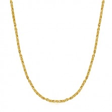 Yellow 14K gold chain - infinity motif and flat oval rings, 450 mm