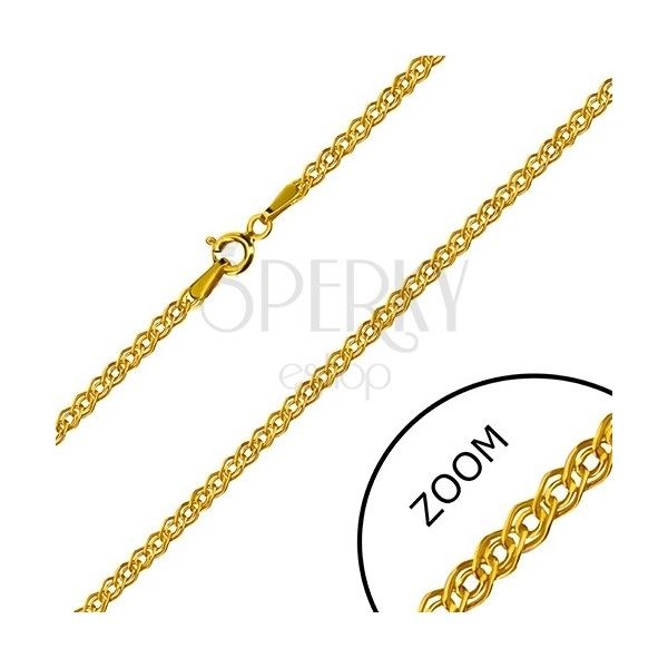 Yellow 14K gold chain - elliptical and oval ring, glossy finish, 600 mm