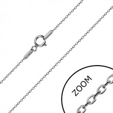 14K white gold chain - glossy oval rings, Rolo chain style, 450 mm