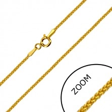 Yellow 14K gold angular chain - rings densely intertwined, spring ring clasp, 500 mm