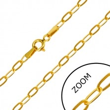 14K gold bracelet - perpendicularly joined oval rings, spring ring clasp, 200 mm