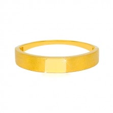 14K Gold band – glossy rectangle in the centre, shoulders with a satin surface, 3,5 mm