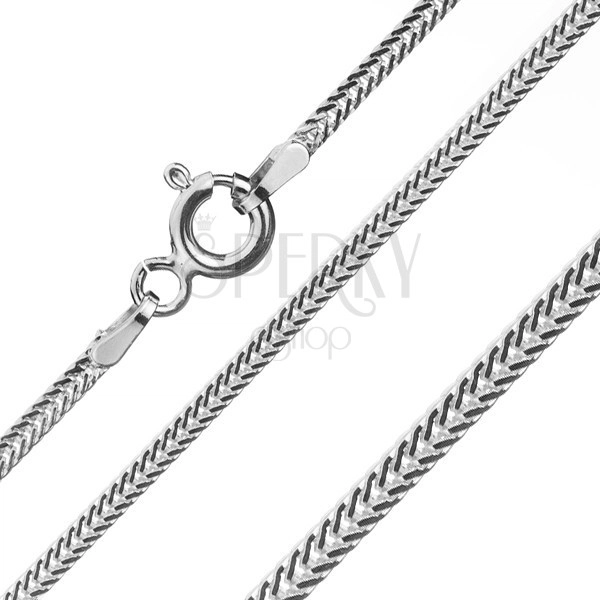 Chain made of 925 silver, flattened oblique links, width 1,6 mm, length 550 mm