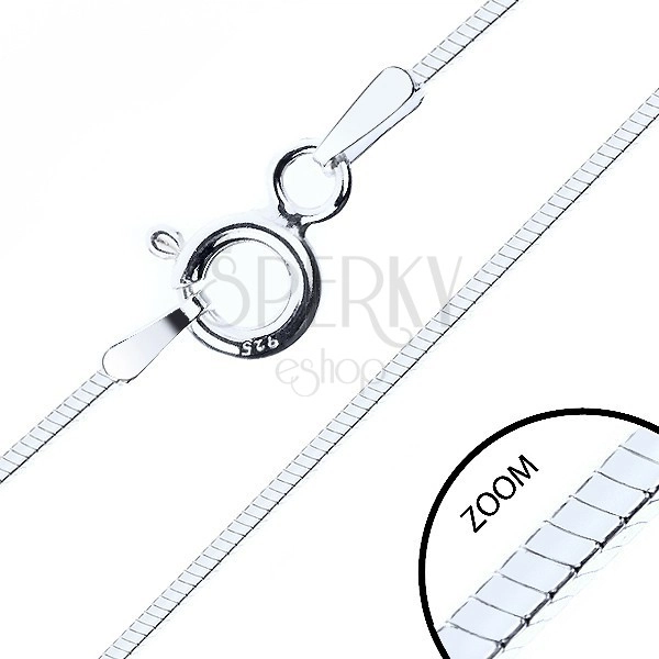 Thin square chain, 925 silver, width 0,6 mm, length 500 mm