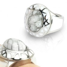 Steel ring for women - White Murano