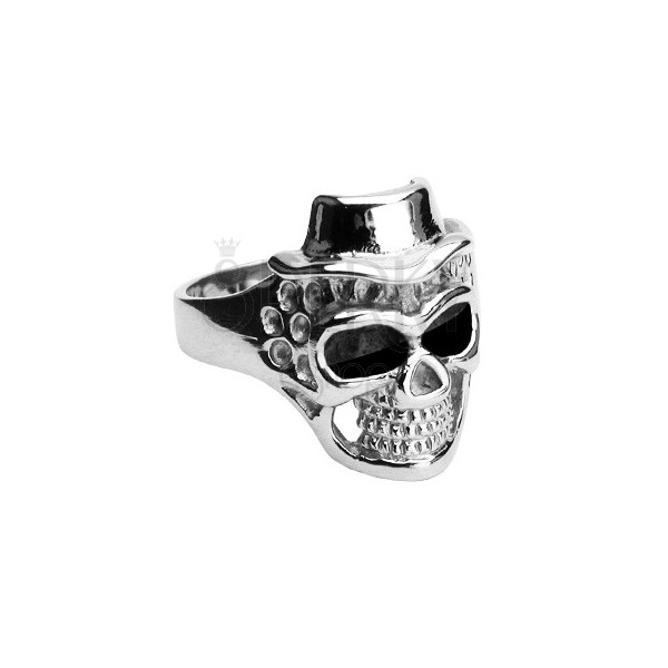 Stainless steel ring - skull with hat