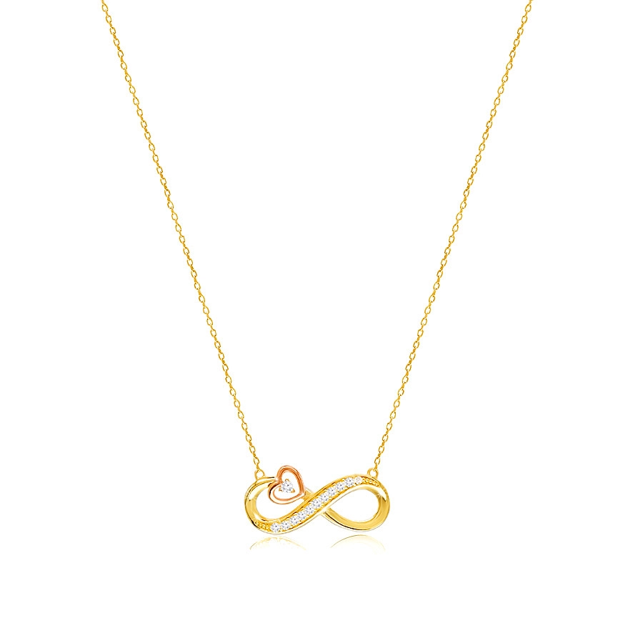 14K combined gold necklace – infinity symbol decorated with clear