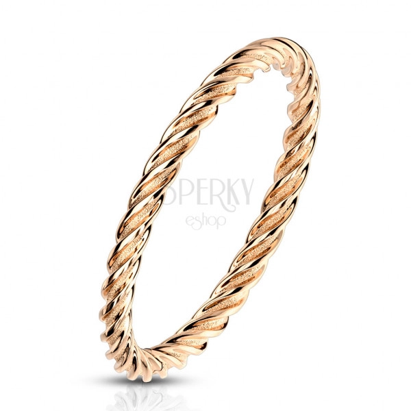 A steel ring in copper colour – strips twisted into the shape of rope, 2mm