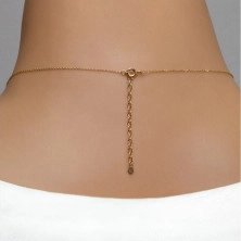 14K Golden necklace – asymmetrical wavy line, clear zircons