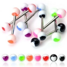 Tongue bar and ball with a colourful heart