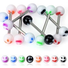 Tongue piercing - colourful smiley