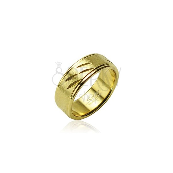 Stainless steel ring in gold colour, thin cuts