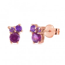 Earrings in 9K rose gold – stones in different sizes, studs