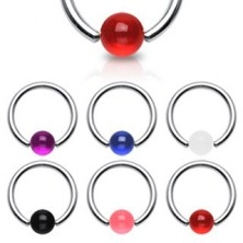Body barbell - ring, coloured UV ball bead