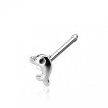 925 silver flat nose piercing - tiny dolphin, width 0,8 mm