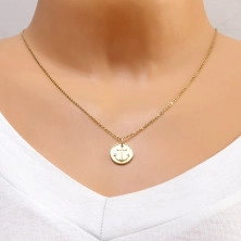 Pendant made of 585 yellow gold -round plate, naval anchor motif