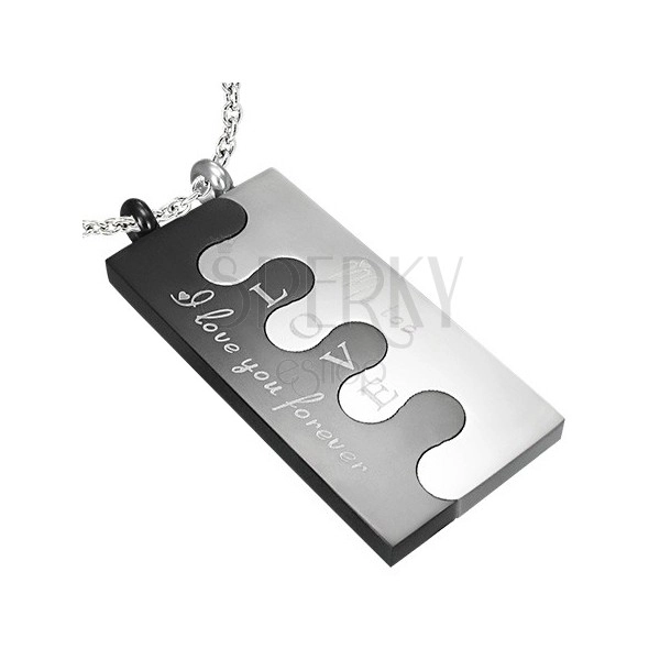 Stainless steel Puzzle pendant, silver-black