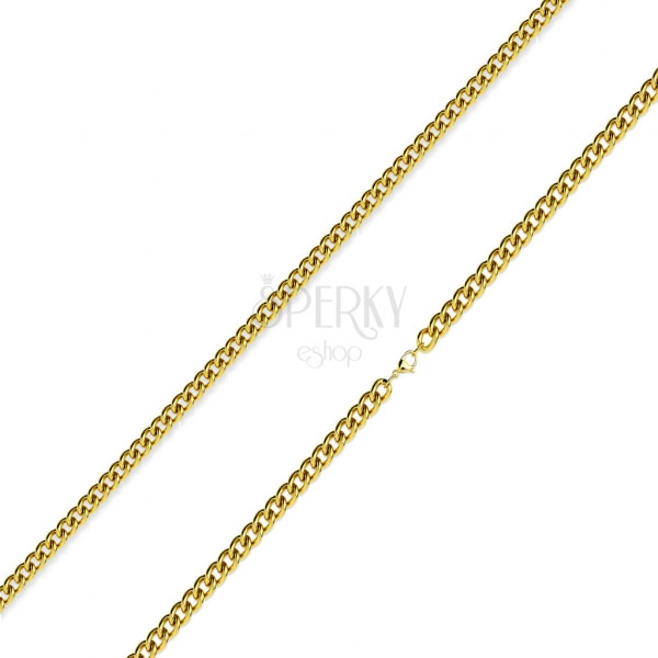 Chain made of 316L steel – twisted round links of a golden colour, 2 mm