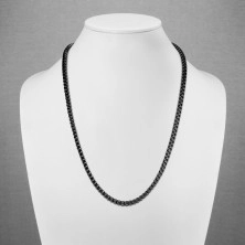 Square chain made of 316L steel – densely connected oval links of a black colour, 2 mm	