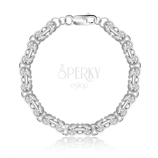 925 Silver bracelet – Byzantine pattern, lobster claw, 6 mm