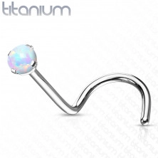 Titanium curved nose piercing – synthetic opal, rainbow reflections, 0,8 mm