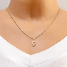 14K yellow gold pendant – thin outline of a kitten with a heart-shaped tail 