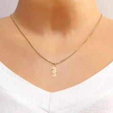 585 Yellow gold pendant – seahorse with fine cut-outs, curled tail