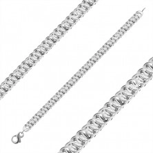 925 Silver bracelet – diagonally connected round links, lobster claw