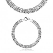 925 Silver bracelet – diagonally connected round links, lobster claw