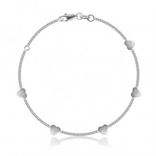 925 Silver bracelet – chain made of oval links, glossy hearts